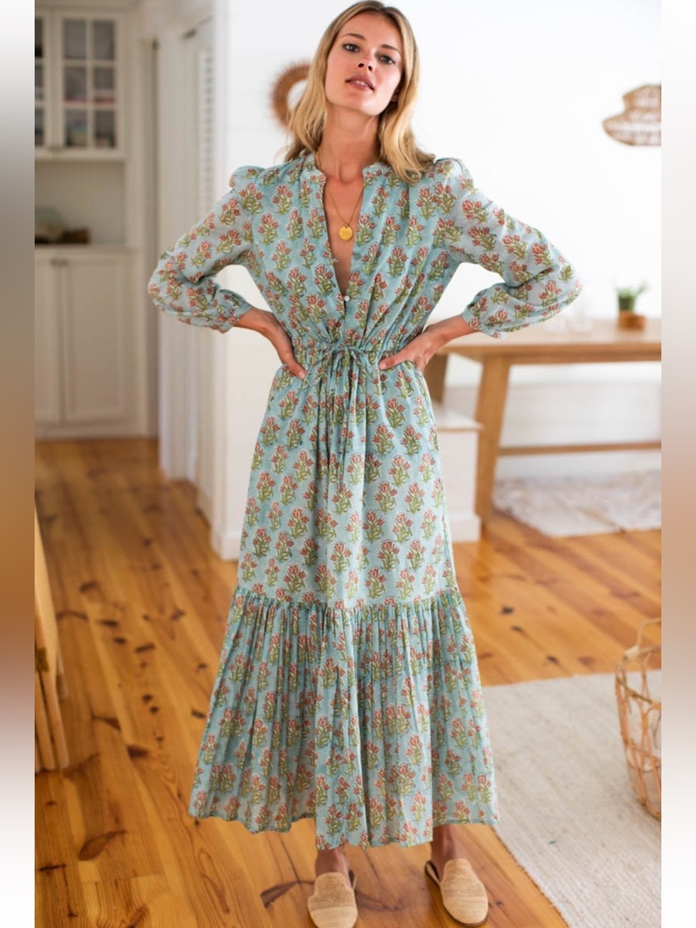Emerson Fry Frances Dress in Harper Print Size Small Block Printed Maxi Boho